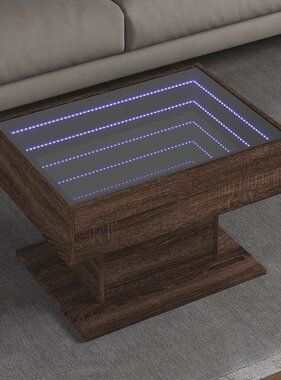 VidaXL Salontafel met LED 70x50x45 cm bewerkt hout bruin eikenkleurig