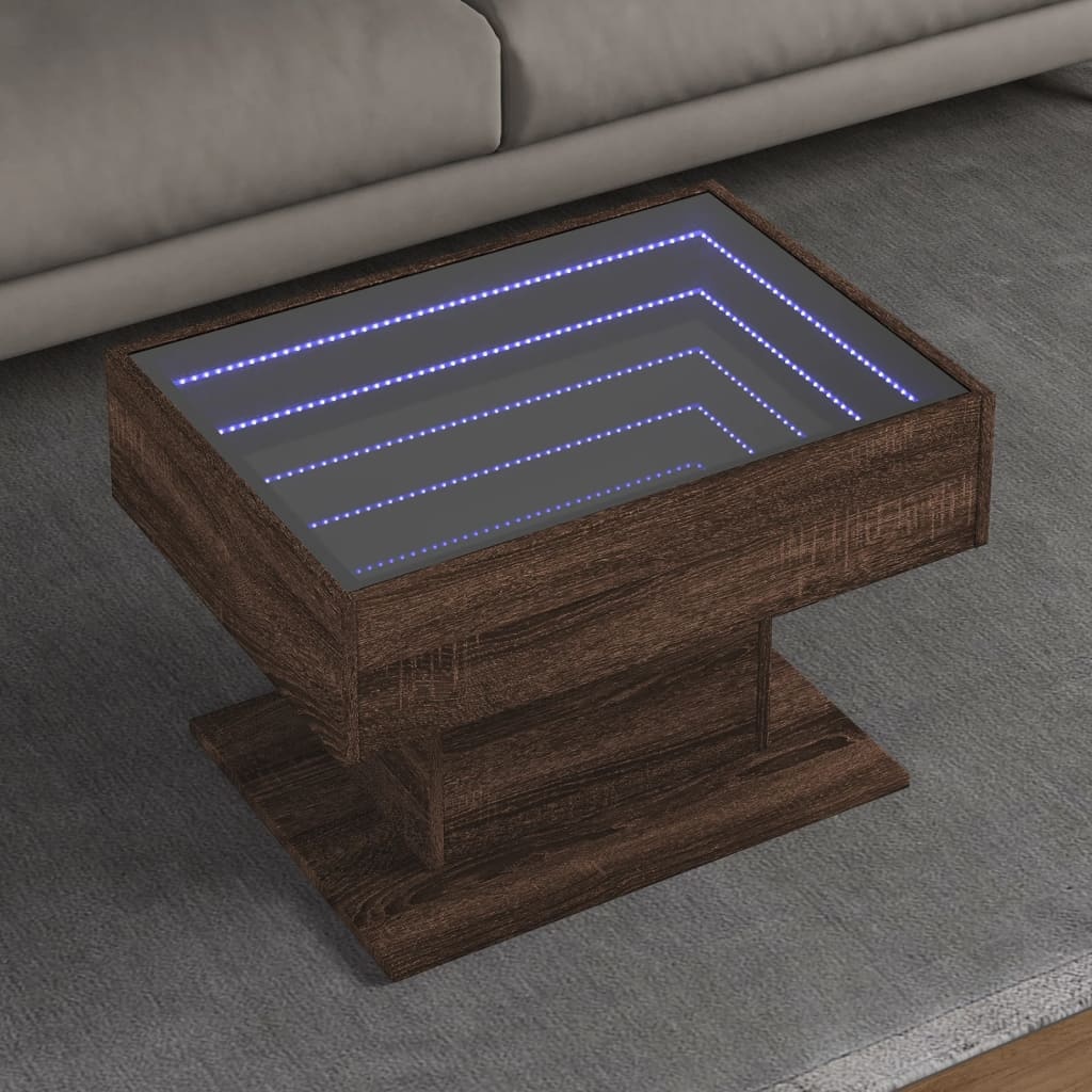 VidaXL Salontafel met LED 70x50x45 cm bewerkt hout bruin eikenkleurig