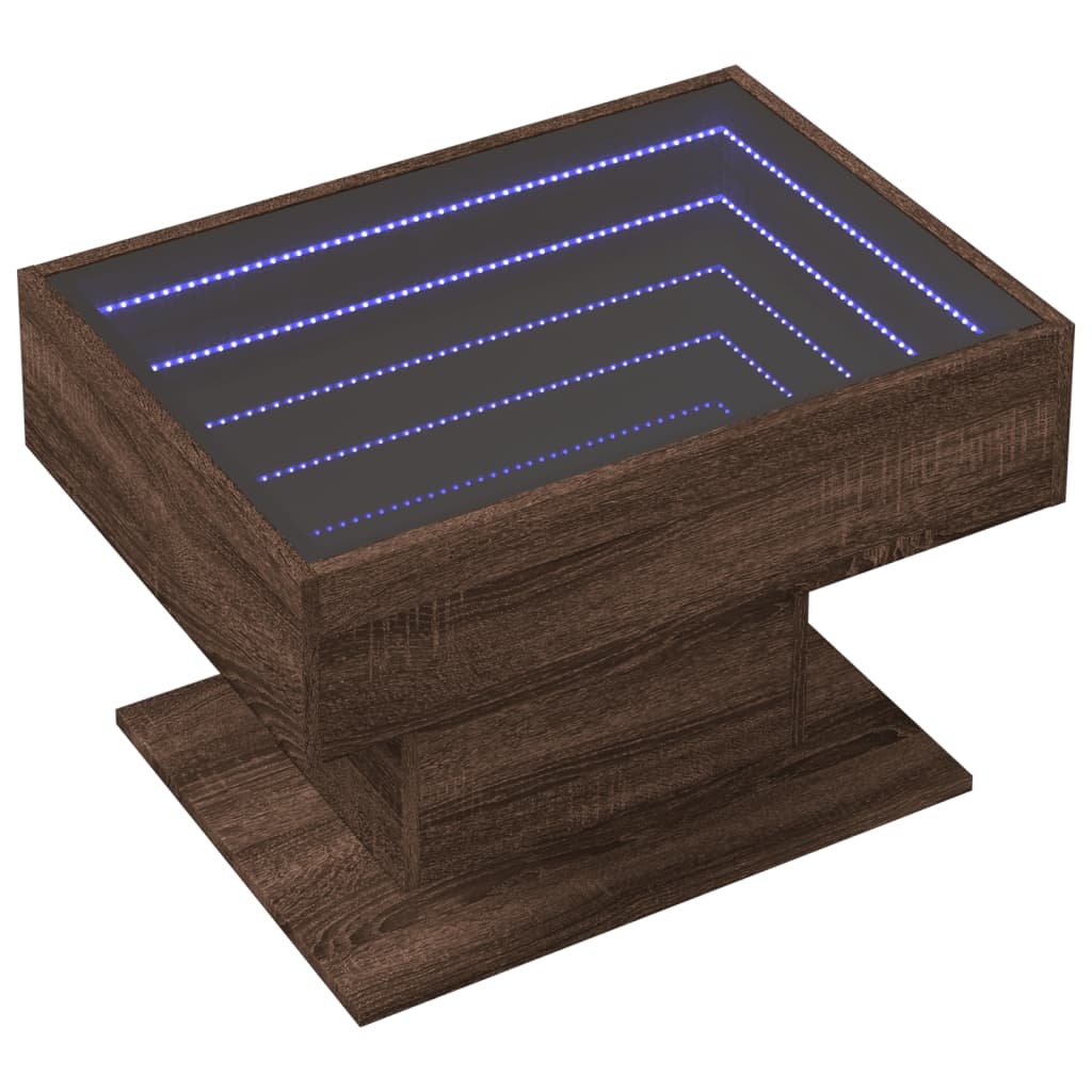 VidaXL Salontafel met LED 70x50x45 cm bewerkt hout bruin eikenkleurig