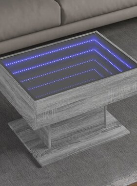 VidaXL Salontafel met LED 70x50x45 cm bewerkt hout grijs sonoma eiken