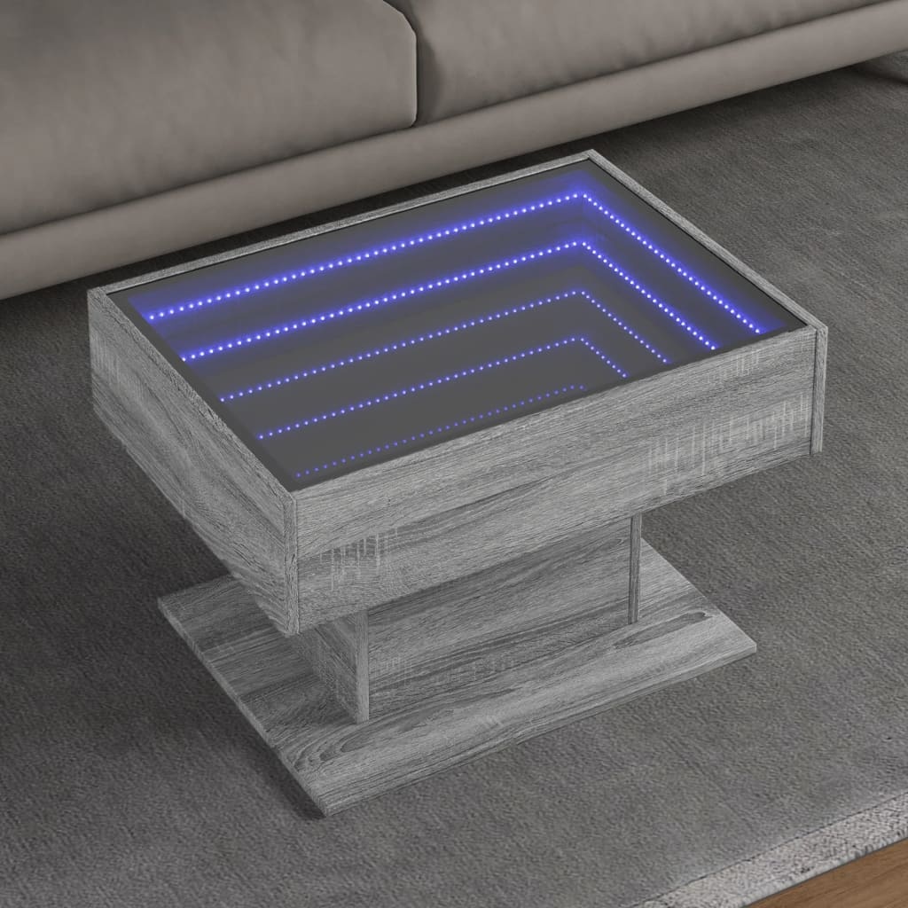 VidaXL Salontafel met LED 70x50x45 cm bewerkt hout grijs sonoma eiken