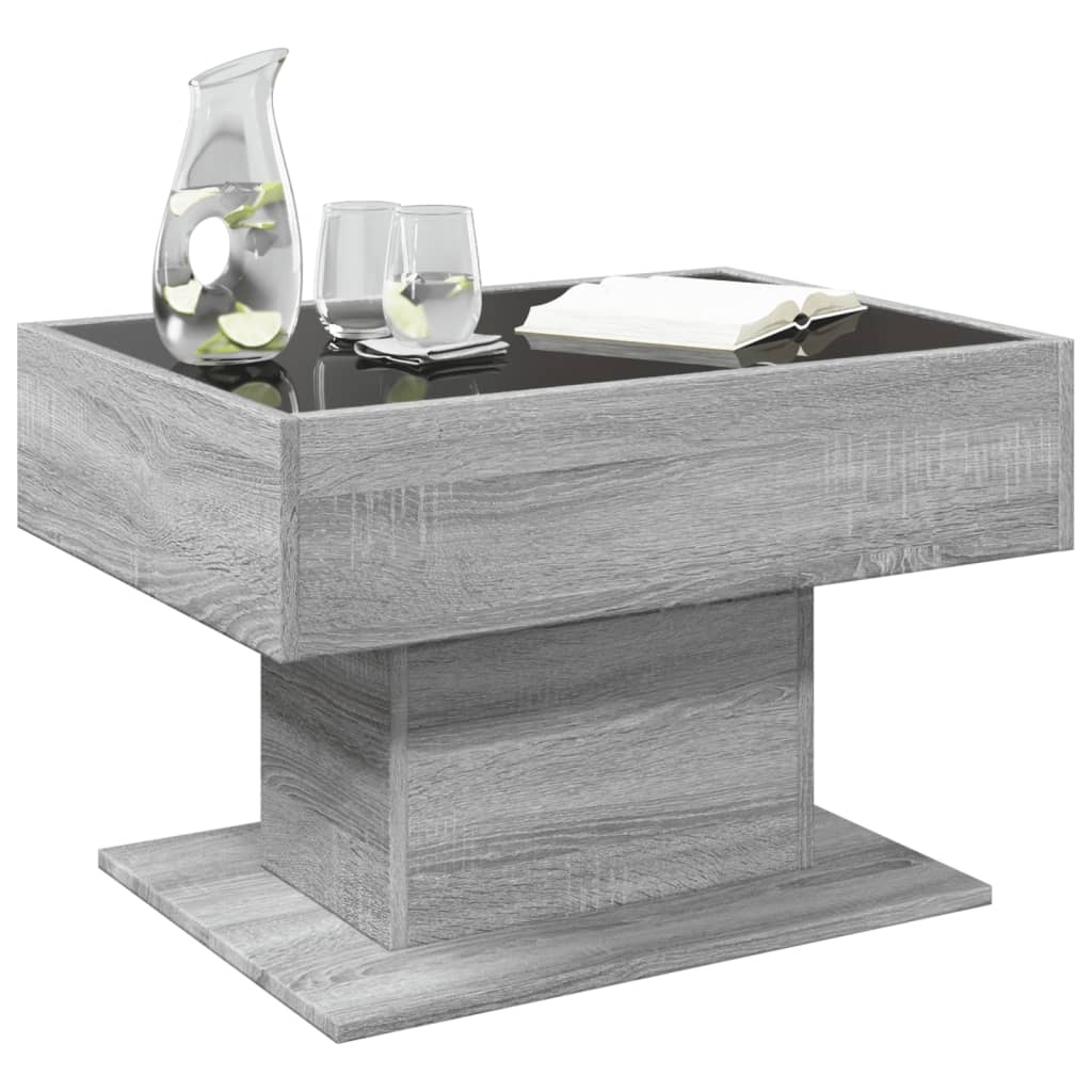 VidaXL Salontafel met LED 70x50x45 cm bewerkt hout grijs sonoma eiken