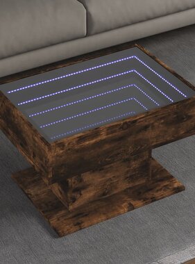 VidaXL Salontafel met LED 70x50x45 cm bewerkt hout gerookt eikenkleur