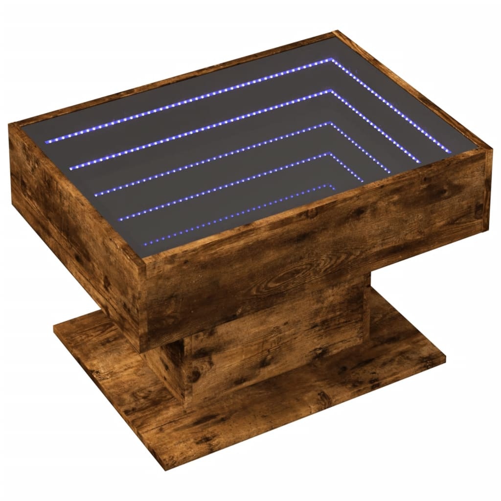 VidaXL Salontafel met LED 70x50x45 cm bewerkt hout gerookt eikenkleur