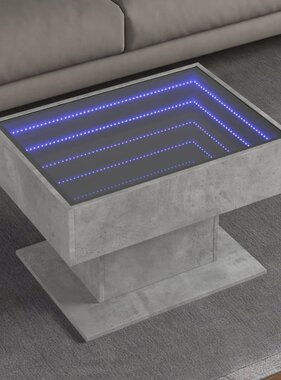 VidaXL Salontafel met LED 70x50x45 cm bewerkt hout betongrijs