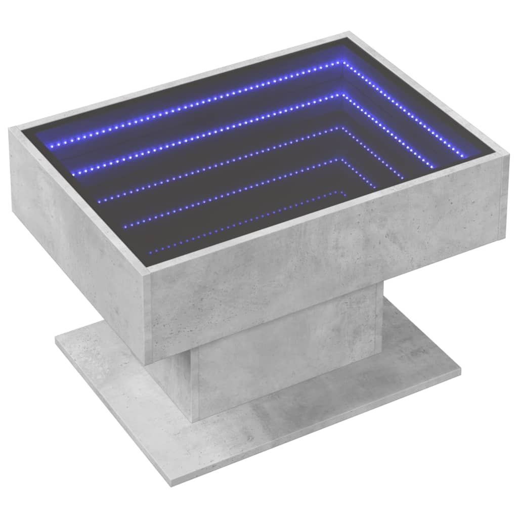 VidaXL Salontafel met LED 70x50x45 cm bewerkt hout betongrijs