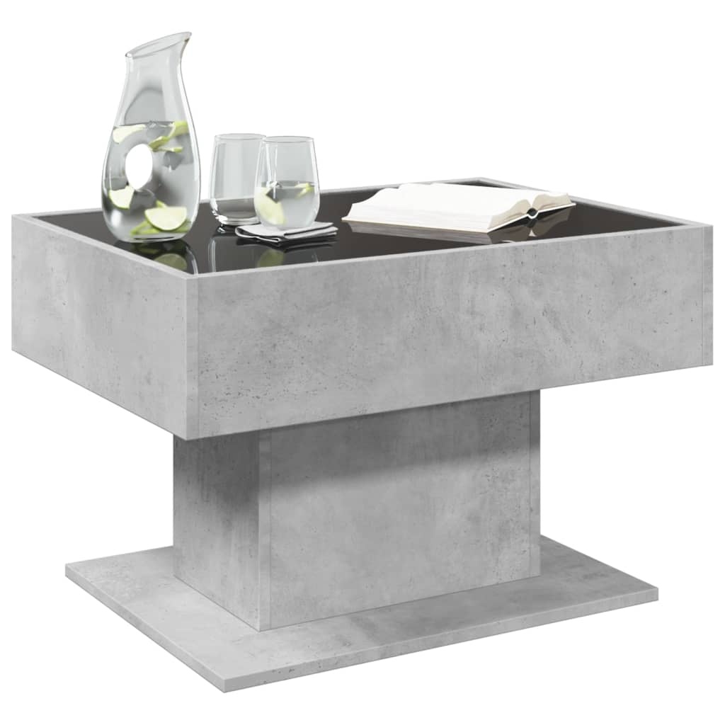 VidaXL Salontafel met LED 70x50x45 cm bewerkt hout betongrijs