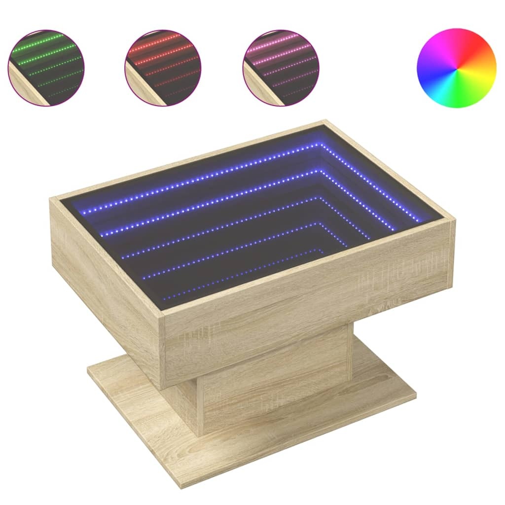 VidaXL Salontafel met LED 70x50x45 cm bewerkt hout sonoma eikenkleurig