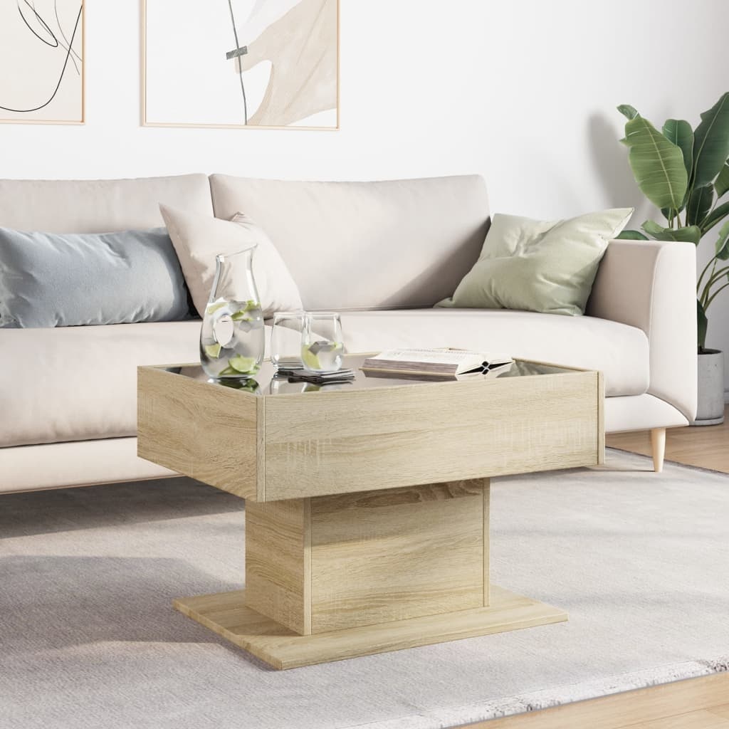 VidaXL Salontafel met LED 70x50x45 cm bewerkt hout sonoma eikenkleurig