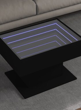 VidaXL Salontafel met LED 70x50x45 cm bewerkt hout zwart
