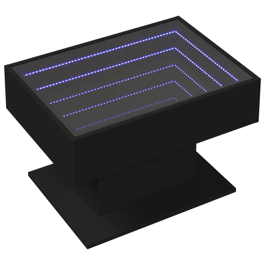 VidaXL Salontafel met LED 70x50x45 cm bewerkt hout zwart
