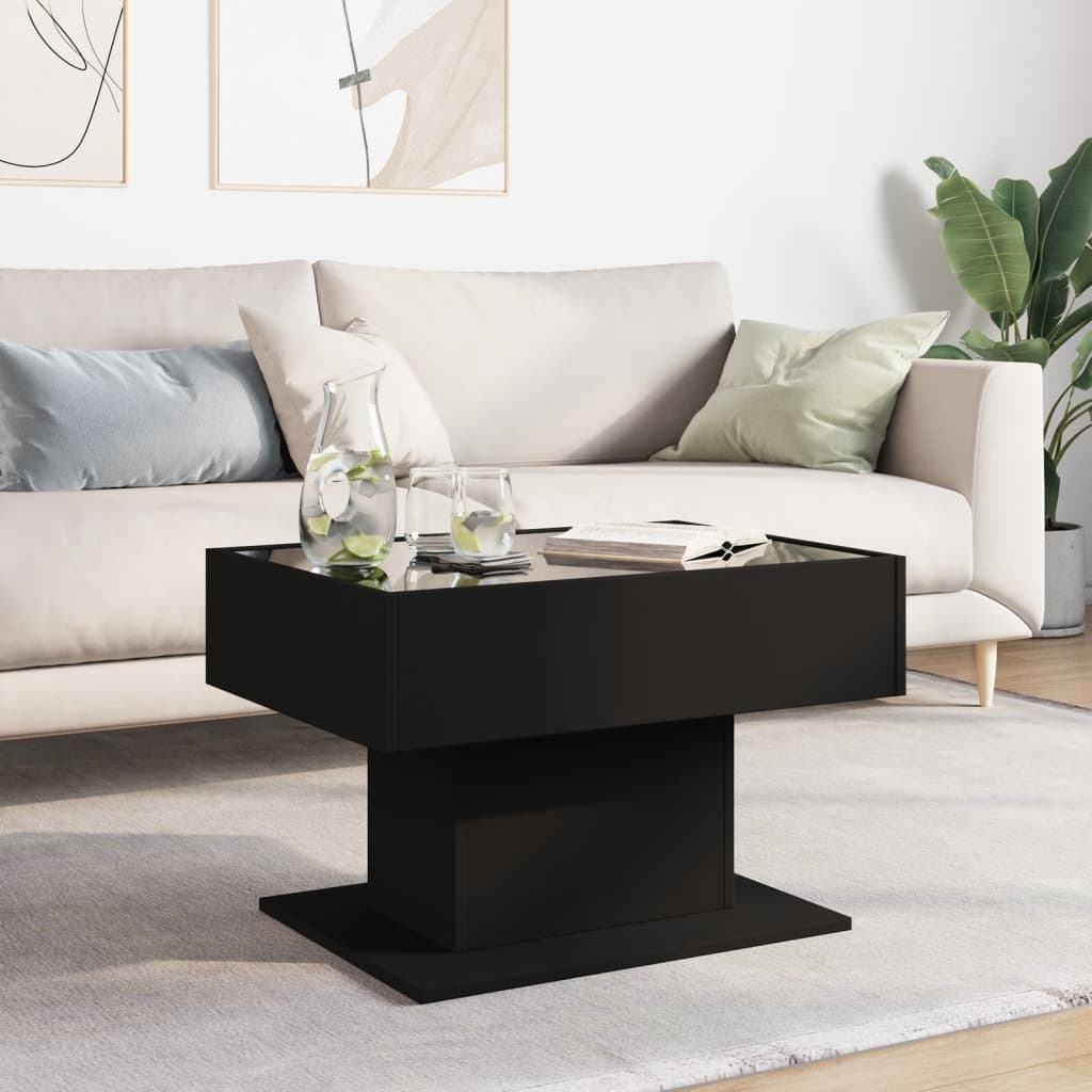 VidaXL Salontafel met LED 70x50x45 cm bewerkt hout zwart