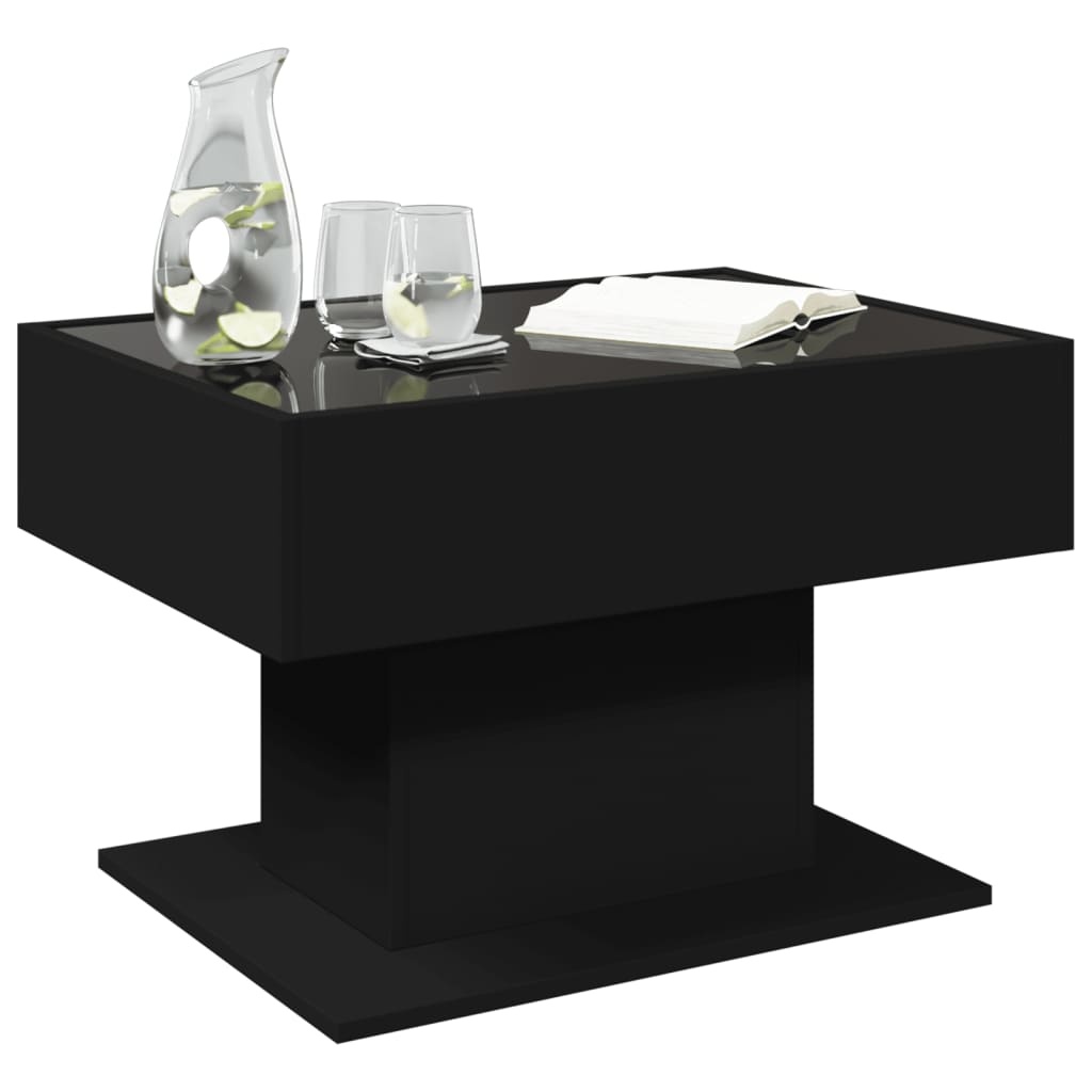 VidaXL Salontafel met LED 70x50x45 cm bewerkt hout zwart