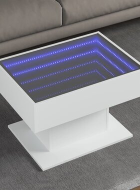 VidaXL Salontafel met LED 70x50x45 cm bewerkt hout wit