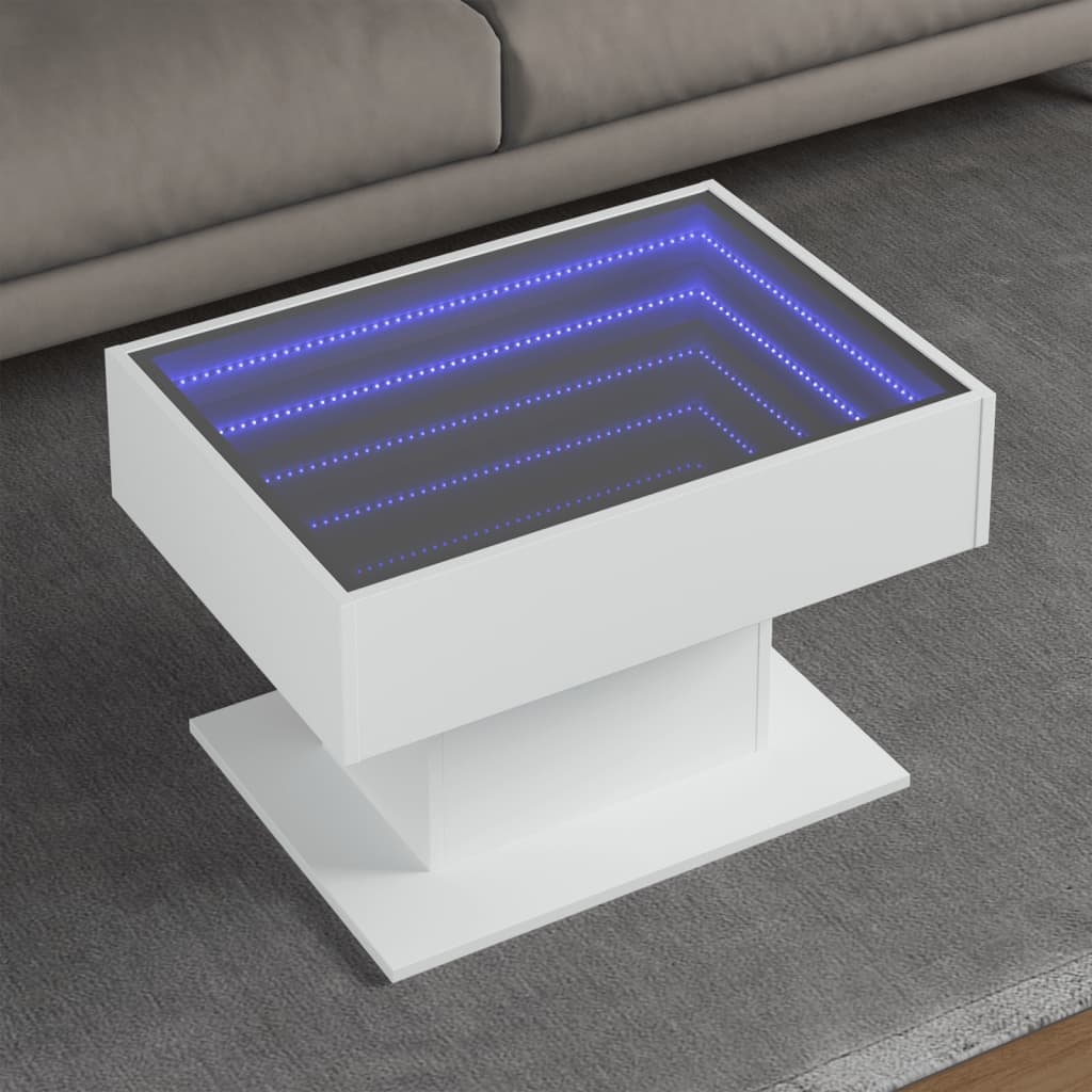 VidaXL Salontafel met LED 70x50x45 cm bewerkt hout wit