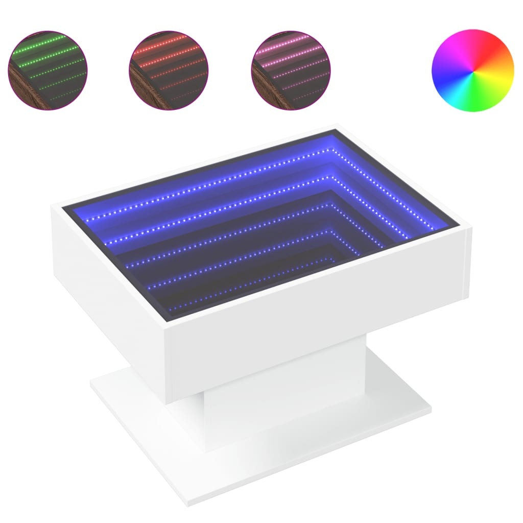 VidaXL Salontafel met LED 70x50x45 cm bewerkt hout wit