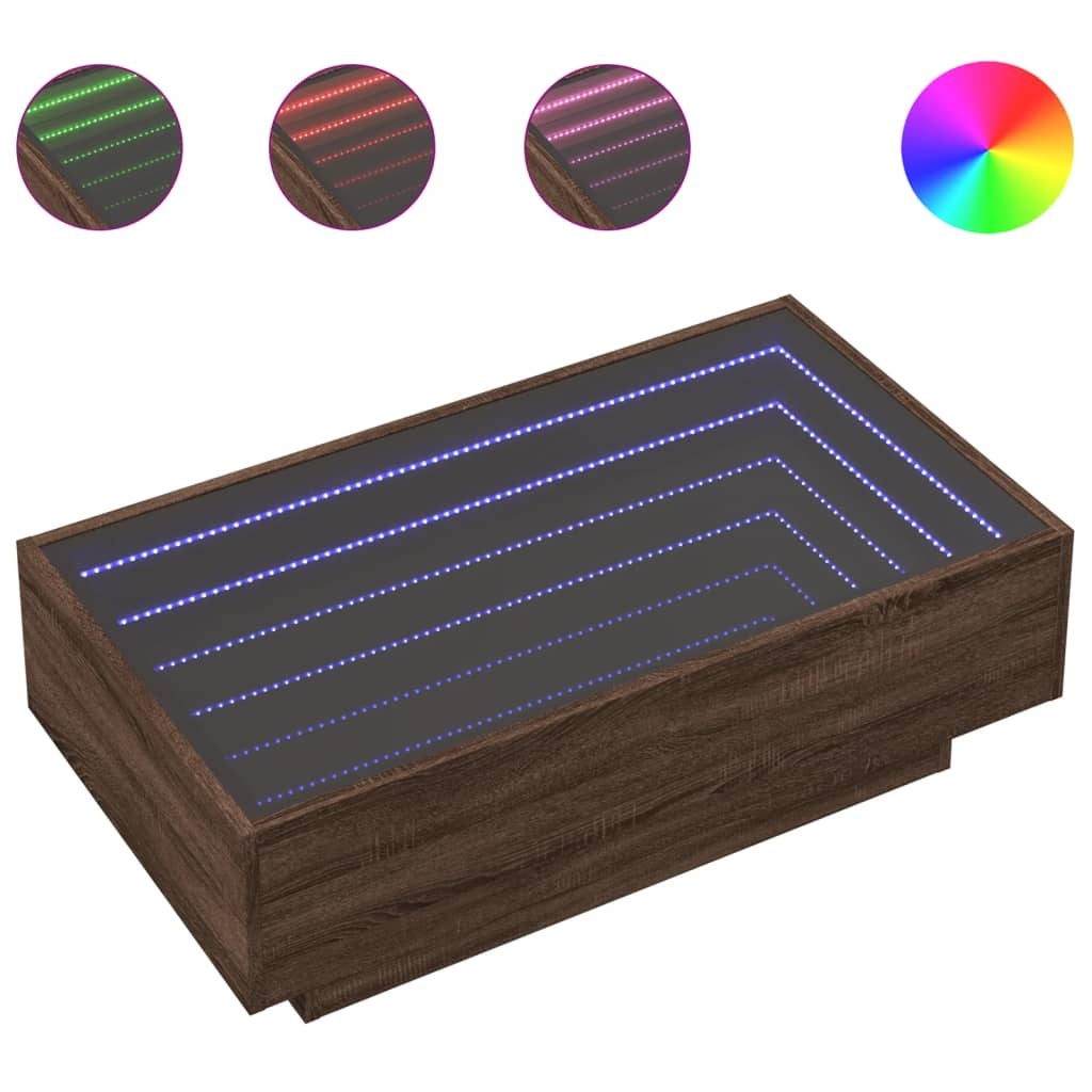 VidaXL Salontafel met LED 90x50x30 cm bewerkt hout bruin eikenkleurig
