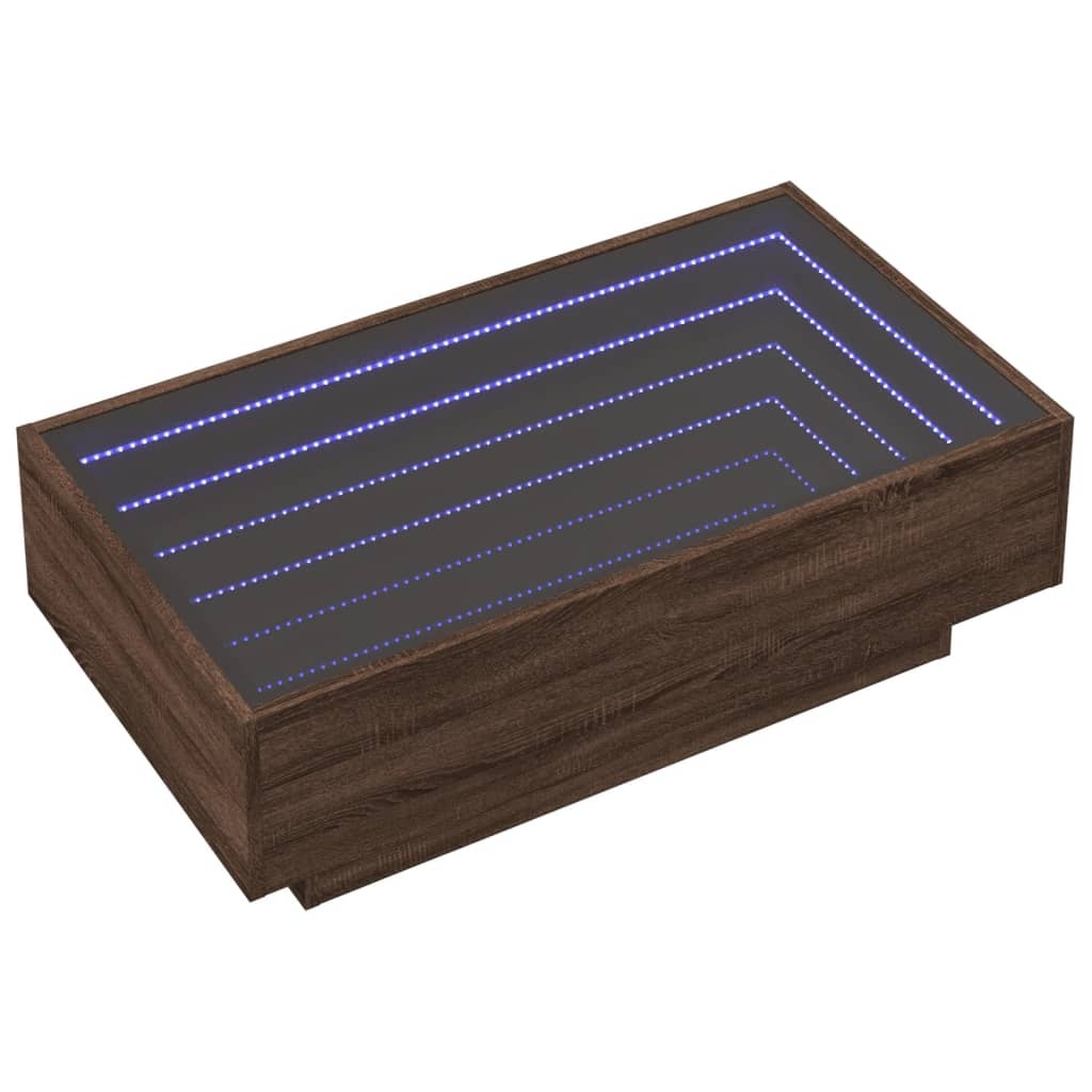 VidaXL Salontafel met LED 90x50x30 cm bewerkt hout bruin eikenkleurig