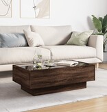 VidaXL Salontafel met LED 90x50x30 cm bewerkt hout bruin eikenkleurig