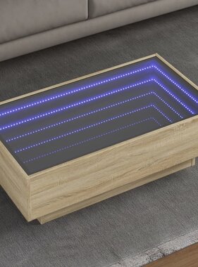VidaXL Salontafel met LED 90x50x30 cm bewerkt hout sonoma eikenkleurig
