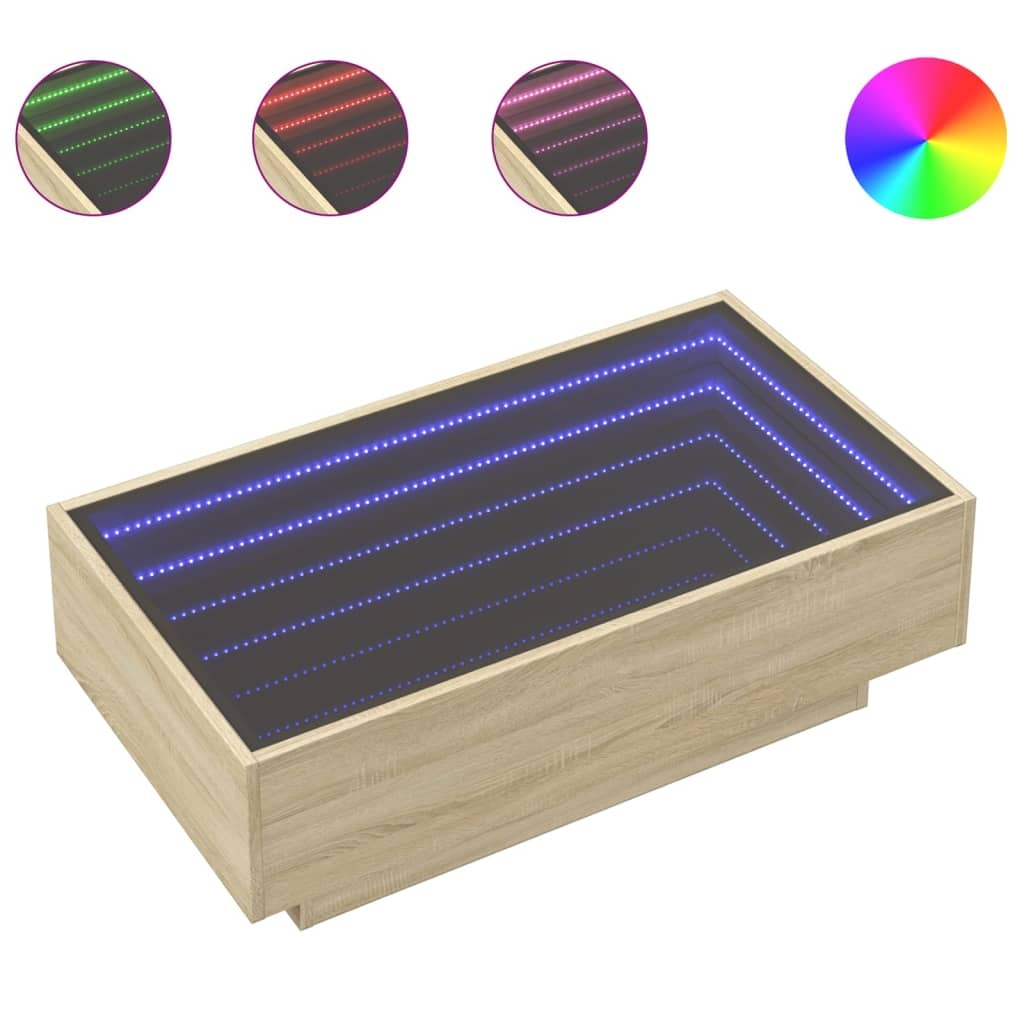 VidaXL Salontafel met LED 90x50x30 cm bewerkt hout sonoma eikenkleurig