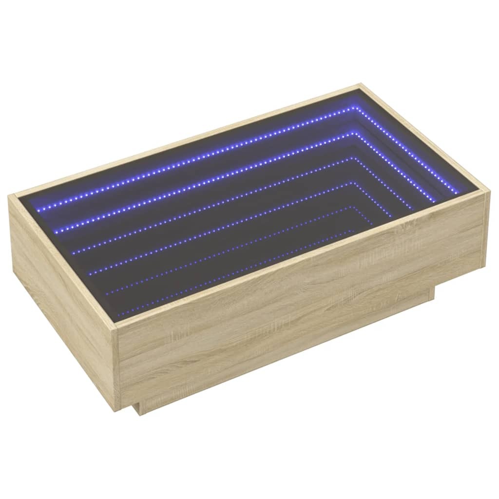 VidaXL Salontafel met LED 90x50x30 cm bewerkt hout sonoma eikenkleurig