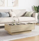 VidaXL Salontafel met LED 90x50x30 cm bewerkt hout sonoma eikenkleurig