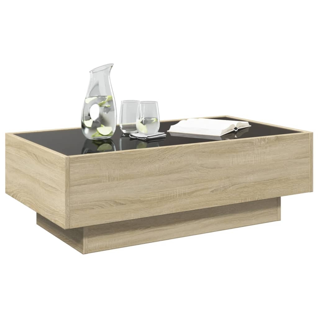 VidaXL Salontafel met LED 90x50x30 cm bewerkt hout sonoma eikenkleurig