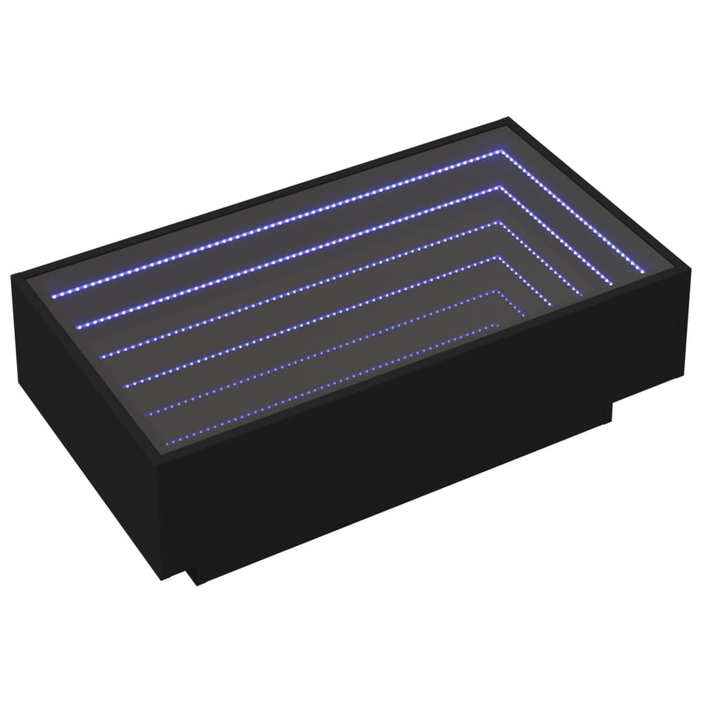 VidaXL Salontafel met LED 90x50x30 cm bewerkt hout zwart