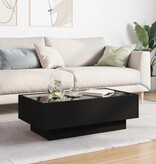 VidaXL Salontafel met LED 90x50x30 cm bewerkt hout zwart