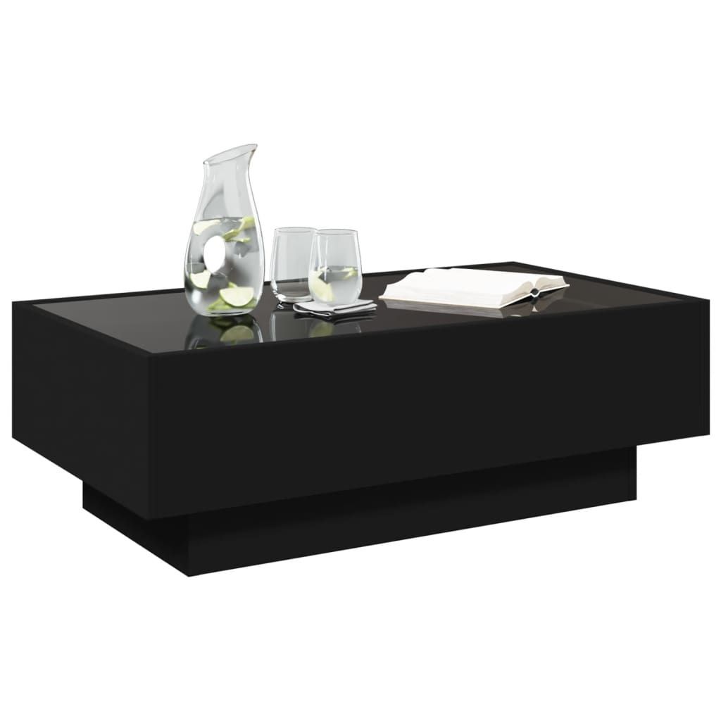 VidaXL Salontafel met LED 90x50x30 cm bewerkt hout zwart
