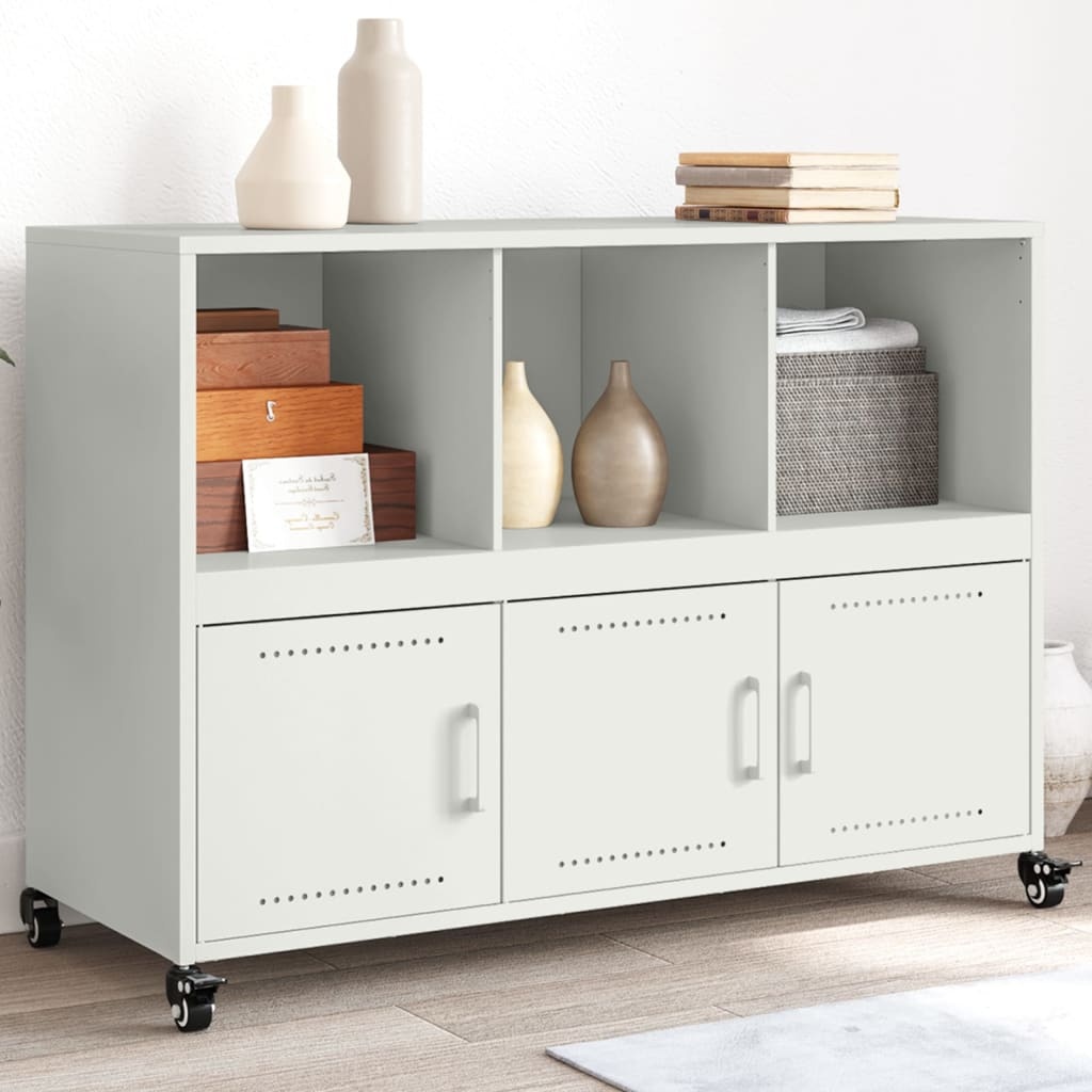 VidaXL Dressoir 100,5x39x72 cm koudgewalst staal wit