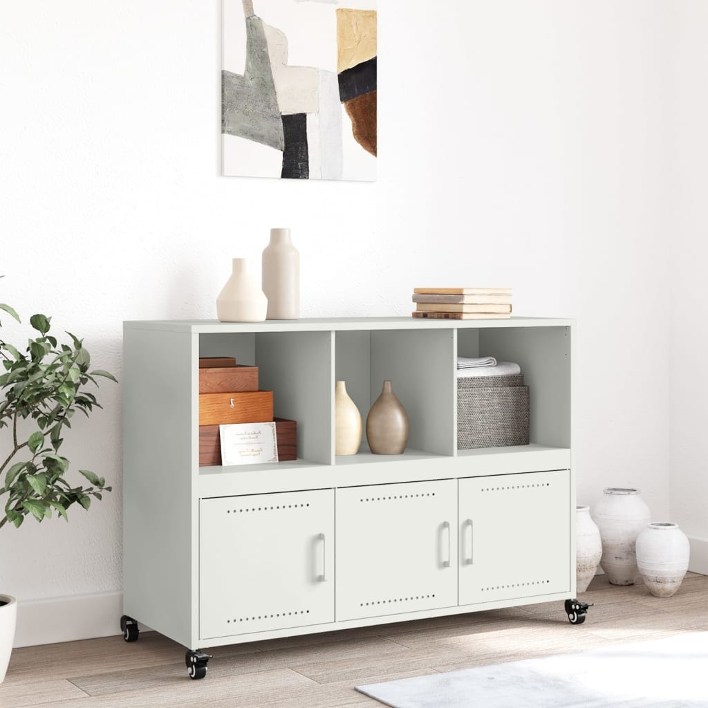 VidaXL Dressoir 100,5x39x72 cm koudgewalst staal wit