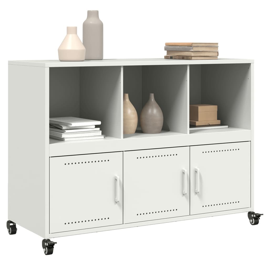 VidaXL Dressoir 100,5x39x72 cm koudgewalst staal wit