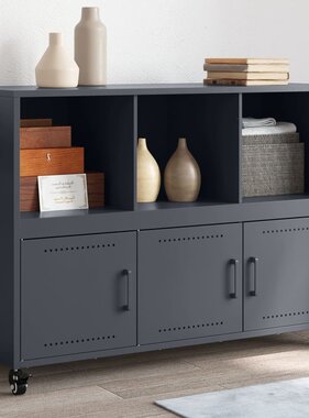 VidaXL Dressoir 100,5x39x72 cm koudgewalst staal antracietkleurig