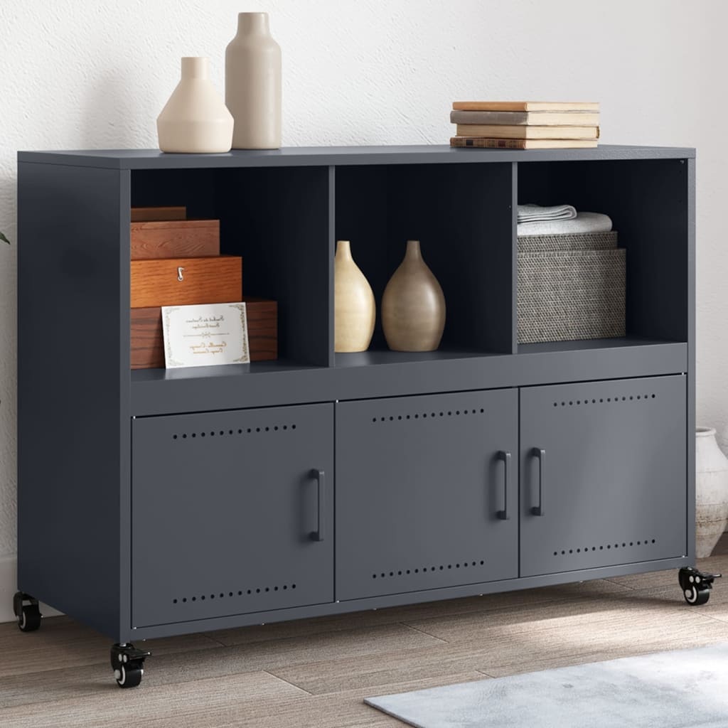 VidaXL Dressoir 100,5x39x72 cm koudgewalst staal antracietkleurig