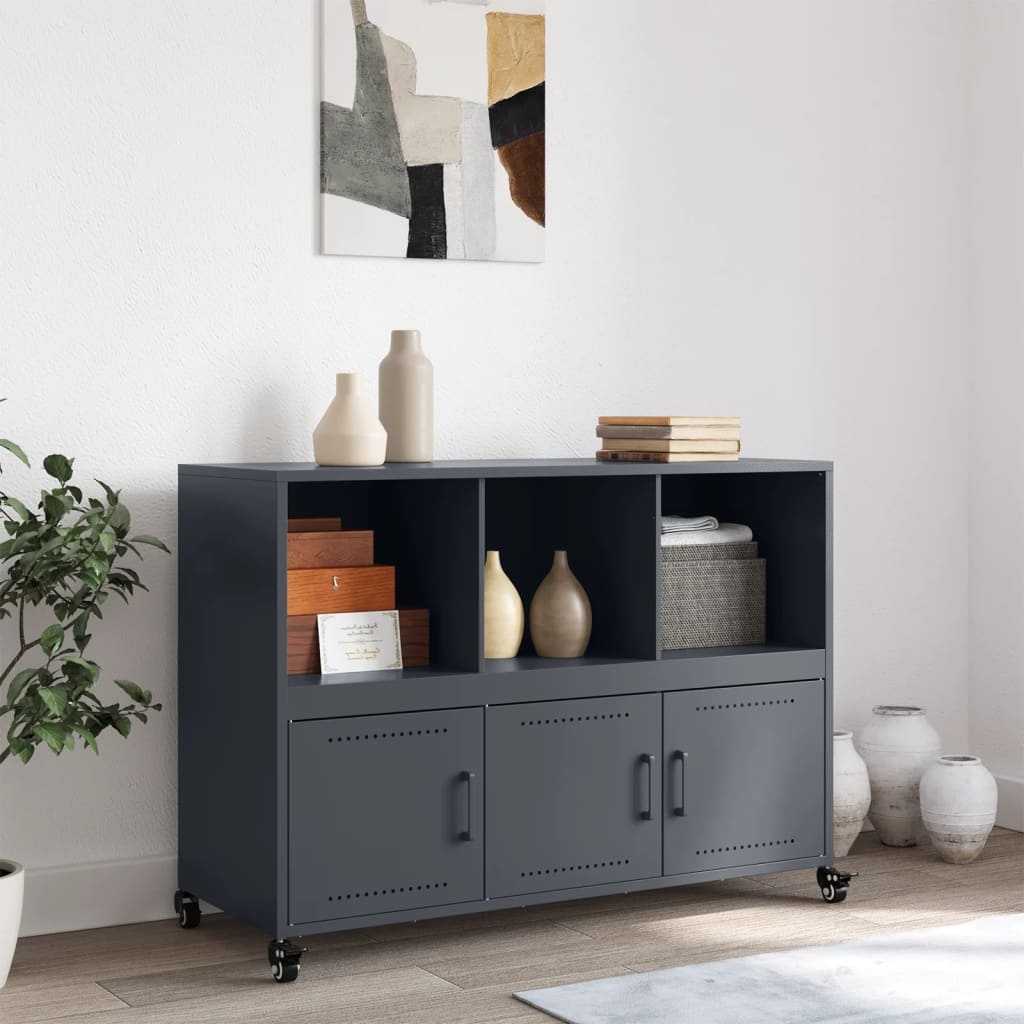 VidaXL Dressoir 100,5x39x72 cm koudgewalst staal antracietkleurig