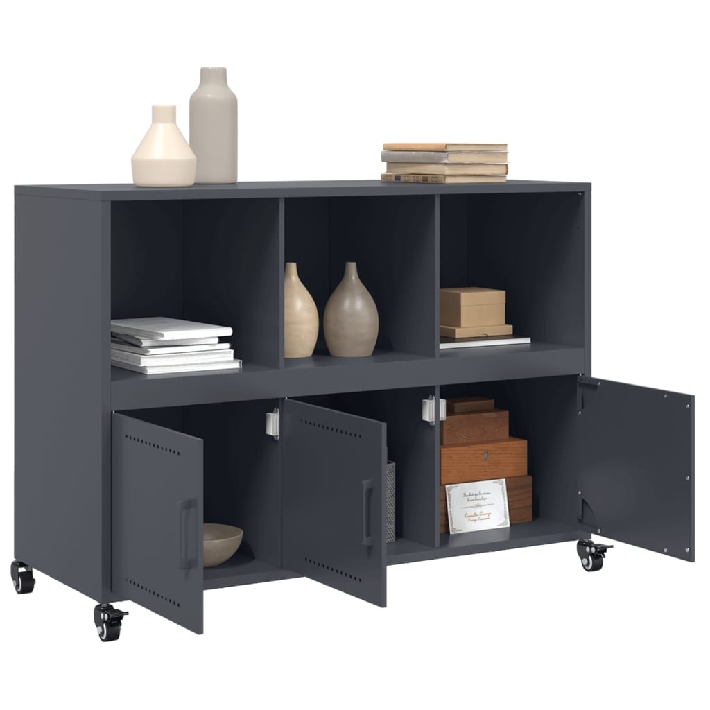VidaXL Dressoir 100,5x39x72 cm koudgewalst staal antracietkleurig