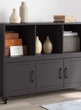 VidaXL Dressoir 100,5x39x72 cm koudgewalst staal zwart
