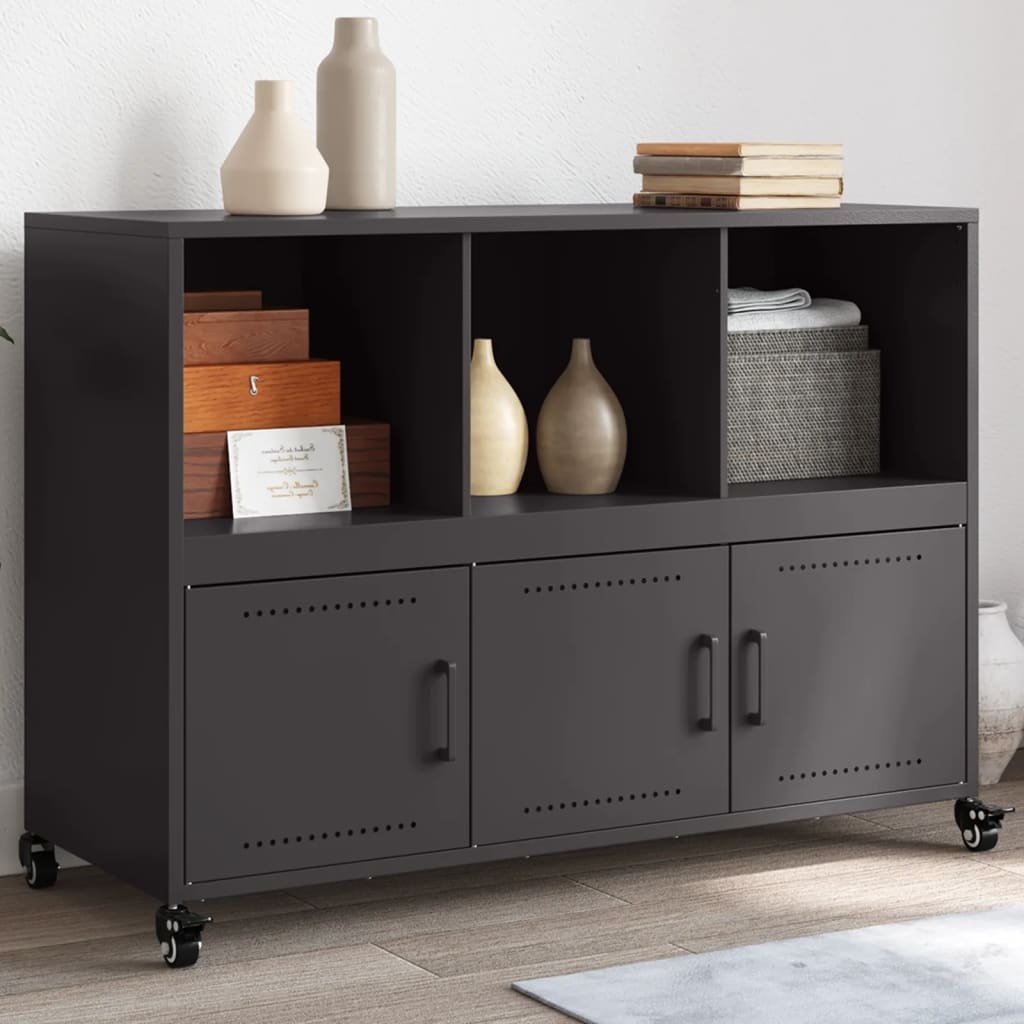 VidaXL Dressoir 100,5x39x72 cm koudgewalst staal zwart