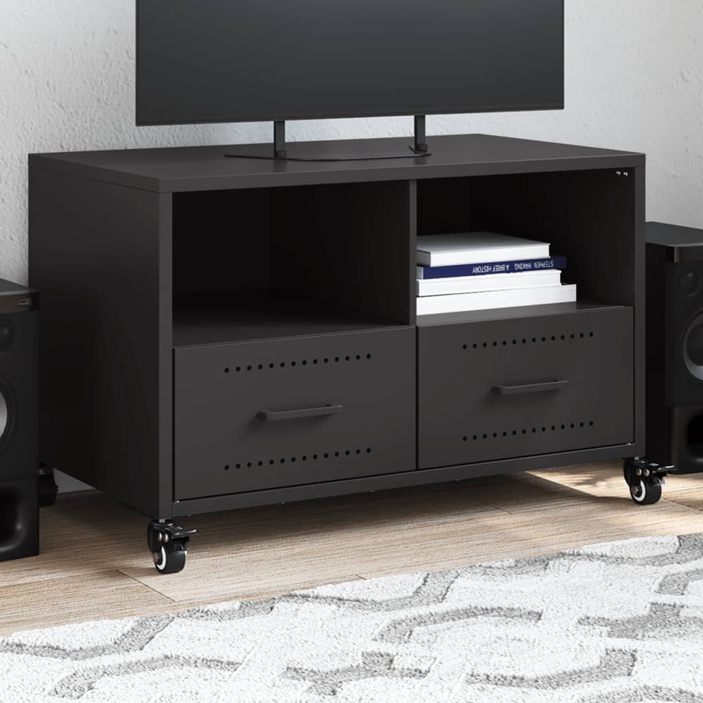 VidaXL Tv-meubel 68x39x43,5 cm koudgewalst staal zwart