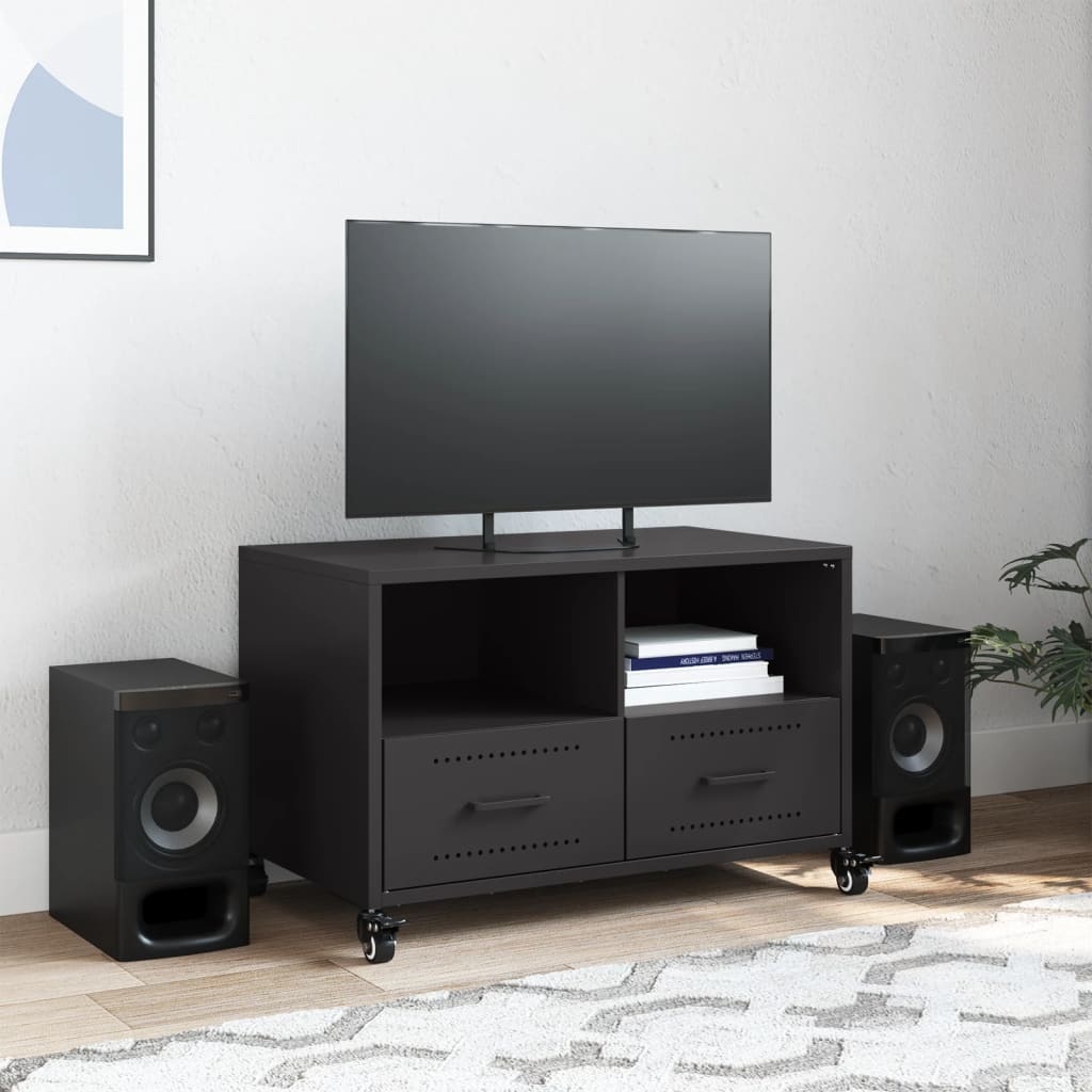 VidaXL Tv-meubel 68x39x43,5 cm koudgewalst staal zwart