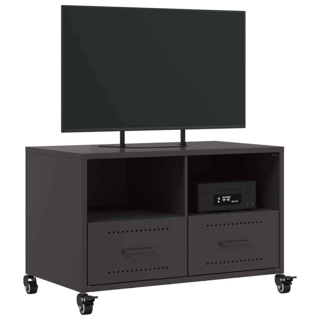 VidaXL Tv-meubel 68x39x43,5 cm koudgewalst staal zwart