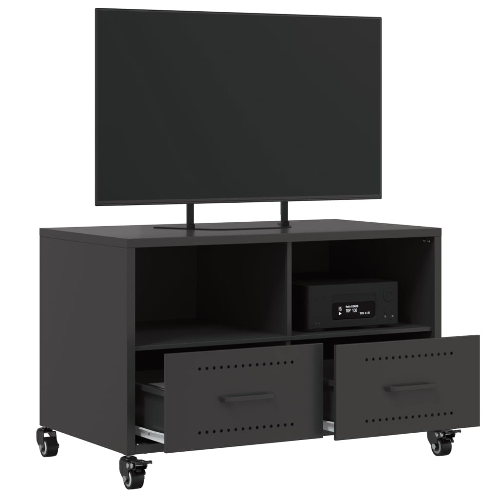 VidaXL Tv-meubel 68x39x43,5 cm koudgewalst staal zwart