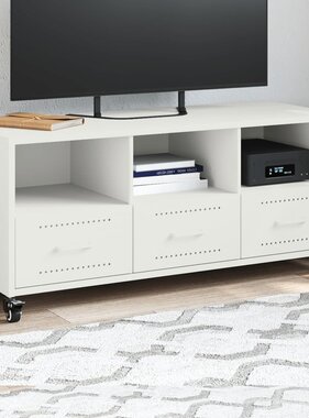 VidaXL Tv-meubel 100,5x39x43,5 cm koudgewalst staal wit