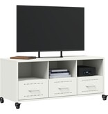 VidaXL Tv-meubel 100,5x39x43,5 cm koudgewalst staal wit