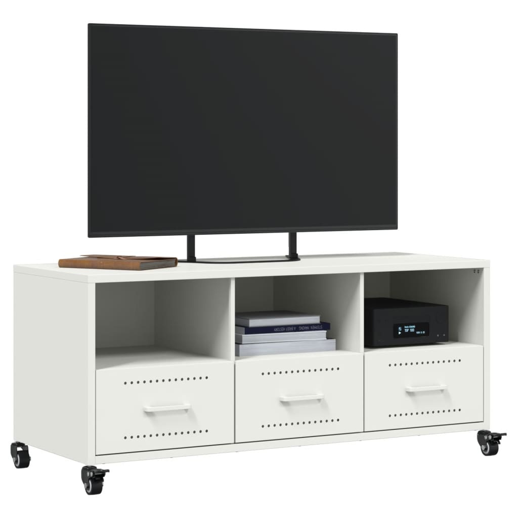VidaXL Tv-meubel 100,5x39x43,5 cm koudgewalst staal wit