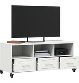 VidaXL Tv-meubel 100,5x39x43,5 cm koudgewalst staal wit