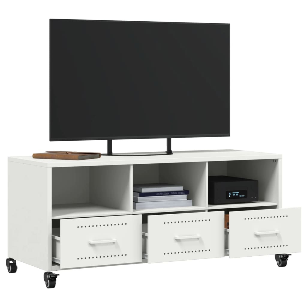 VidaXL Tv-meubel 100,5x39x43,5 cm koudgewalst staal wit