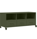 VidaXL Tv-meubel 100,5x39x43,5 cm koudgewalst staal olijfgroen